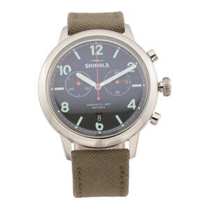 SHINOLA Black Men's Made In Usa Traveler 2 Eye Chrono Canvas Strap Watch